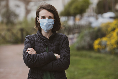 woman wearing a mask